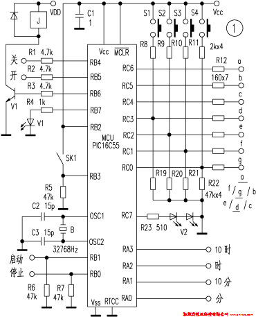 PIC16C55單片機(jī)控制多用電子鐘1